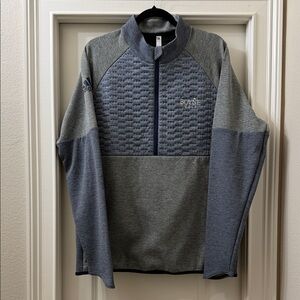 Adidas Heather Gray and Navy Frostguard Pullover half zip